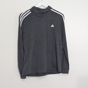 Adidas Women's Hoodie Gray White Stripes Size Medium